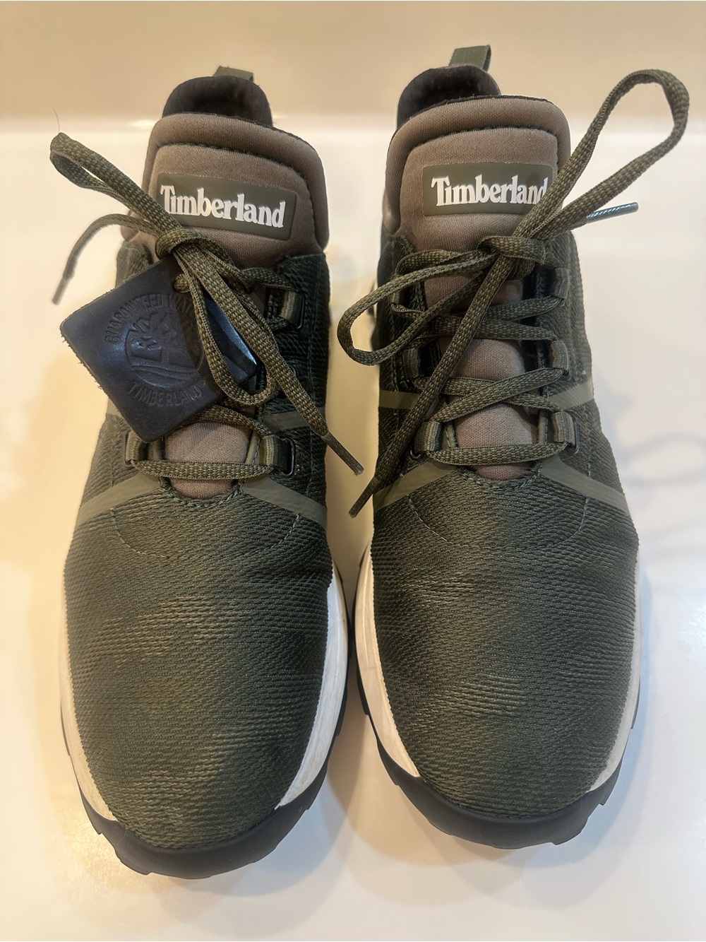 Timberland Men's Garrison Trail Waterproof Hiking Sneakers Olive Green Size 9
